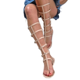 Lu Boo Sandale bej Înalte romani Harona japoneză