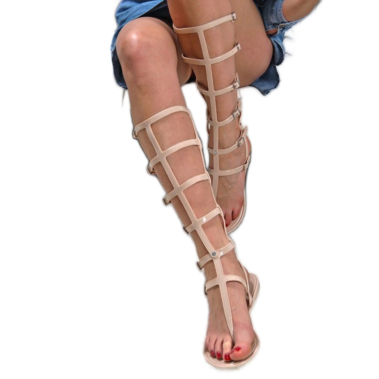 Lu Boo Sandale bej Înalte romani Harona japoneză