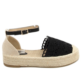 Espadrile din dantelă neagră 888-85 Negru