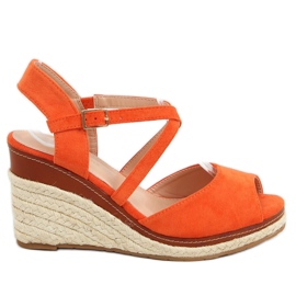 Portocaliu FG19 Espadrile portocalii deschise pe pene portocale Portocaliu FG19 Espadrile portocalii deschise pe pene portocale