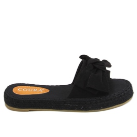 Papuci espadrile negre cu fundă 266 Negru