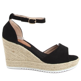 Sandale negre espadrile pe pene 888-89 Negru Sandale negre espadrile pe pene 888-89 Negru