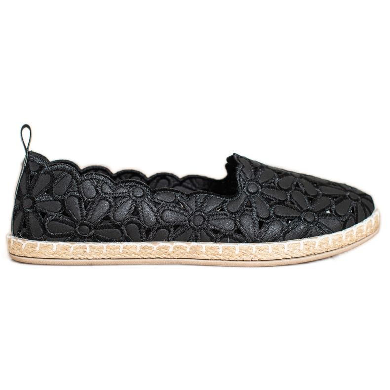 SHELOVET Espadrile cu model floral negru
