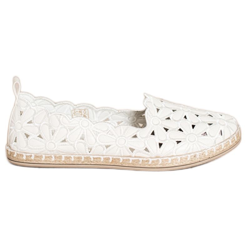 SHELOVET Espadrile cu model floral alb SHELOVET Espadrile cu model floral alb