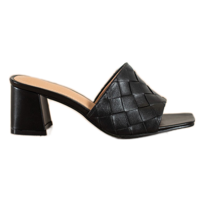 SHELOVET Papuci de damă matlasați negri negru