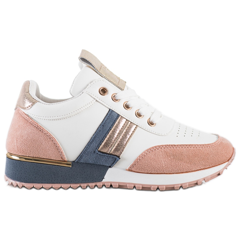 SHELOVET Adidași cu inserție din piele de căprioară alb multicolor SHELOVET Adidași cu inserție din piele de căprioară alb multicolor