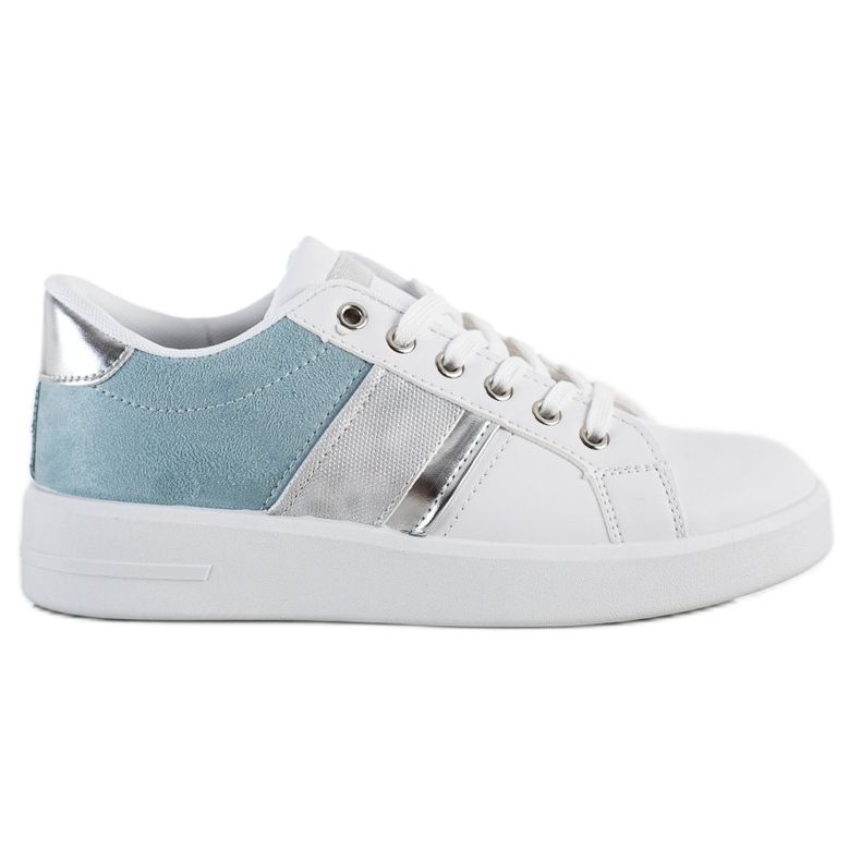 SHELOVET Pantofi sport cu inserție din piele de căprioară alb albastru SHELOVET Pantofi sport cu inserție din piele de căprioară alb albastru