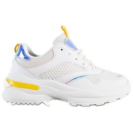 SHELOVET Adidași pe platformă cu plasă alb SHELOVET Adidași pe platformă cu plasă alb