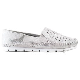 Goodin Mocasini din piele argintie gri Goodin Mocasini din piele argintie gri