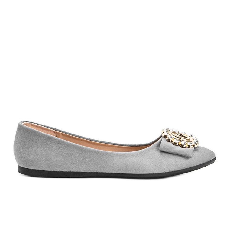 Balerini gri decorate cu pietre Ciara