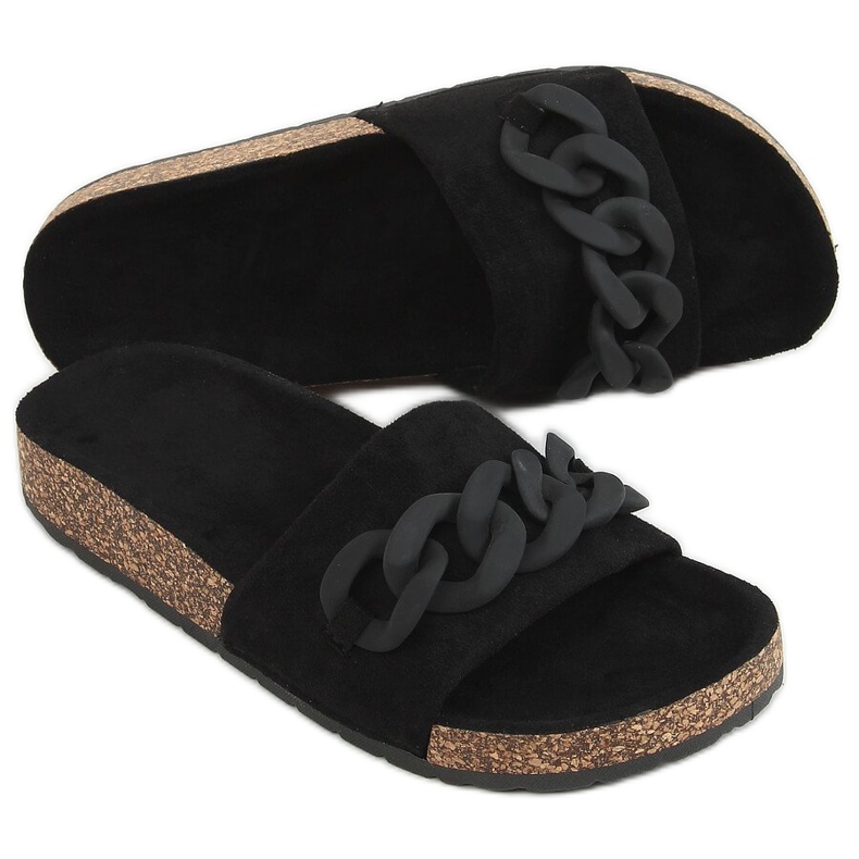 Papuci de plută negri cu lanț DZ907 Negru