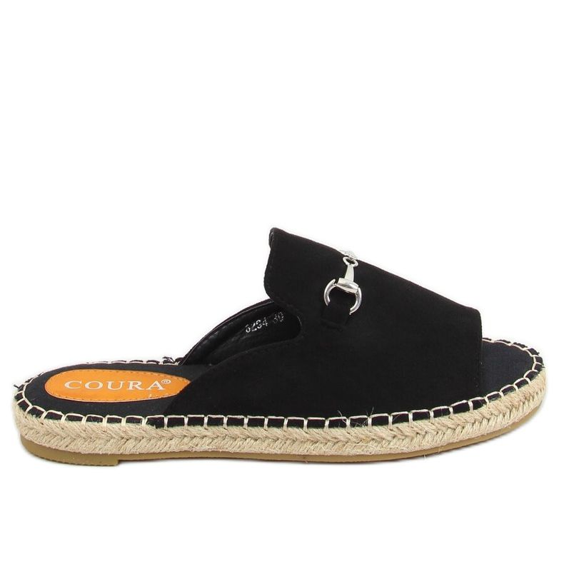 Papuci espadrile negri cu cataramă 8294 Negru