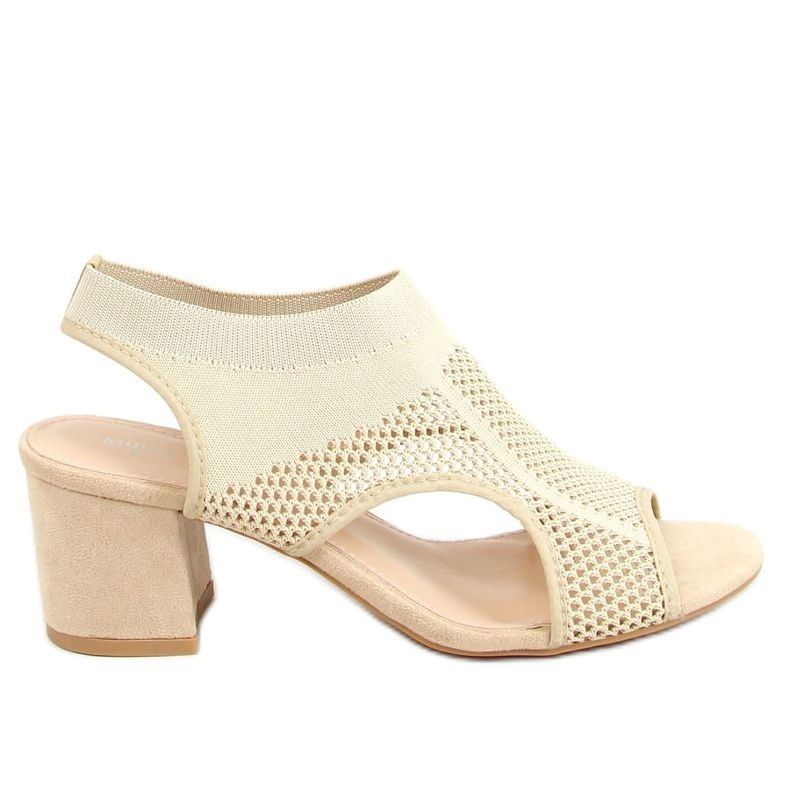 Sandale șosete cu toc înalt, bej 8044 Bej