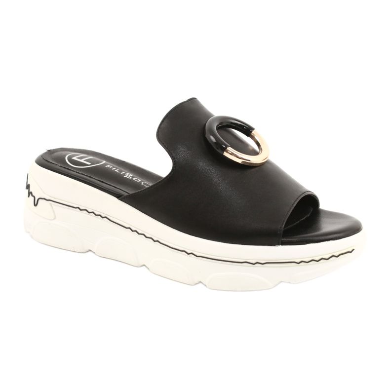Filippo Papuci confortabili pe platforma FILI PPO DK2318 / 21 BK negru de aur