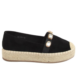 Espadrile cu pietre negre 100-131-SC-1 Negre negru