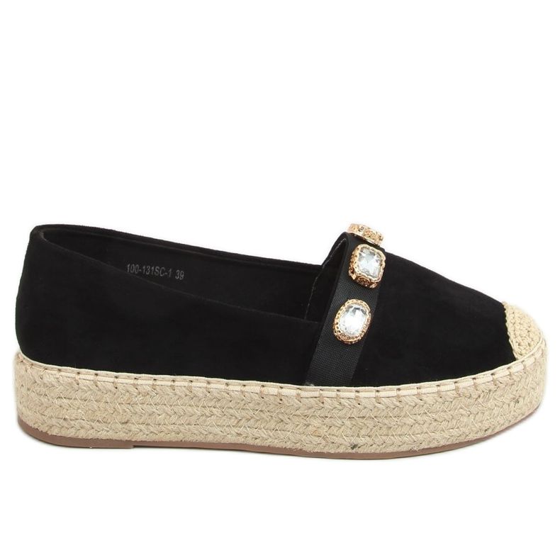 Espadrile cu pietre negre 100-131-SC-1 Negre negru