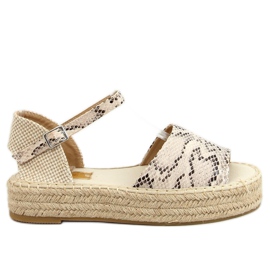 Espadrile cu vârf deschis A663-ESP-1 Șarpe bej
