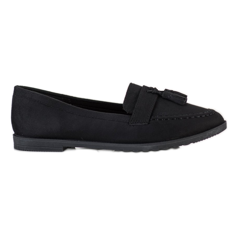 SHELOVET Mocasini casual cu franjuri negru