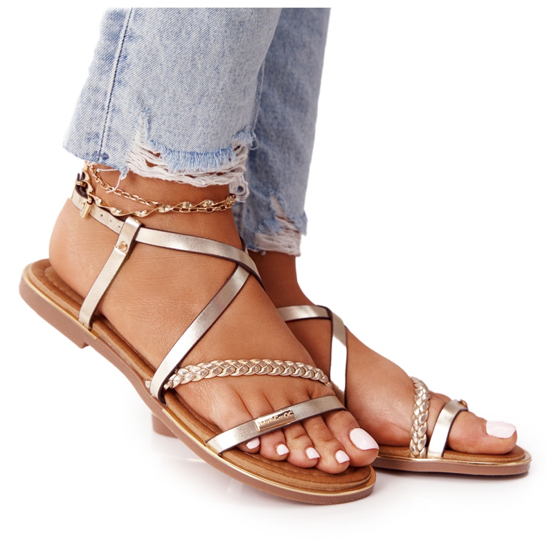 S.Barski Sandale cu împletitură S. Bararski 152-1 Aur de aur