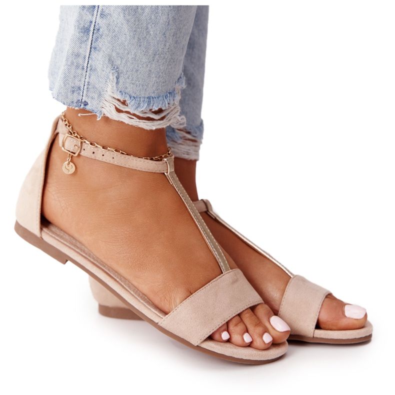 S.Barski Sandale elegante din piele de căprioară S. Bararski 541-7 Bej