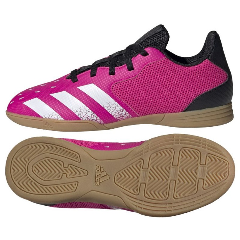 Ghete de fotbal Adidas Predator Freak .4 In Sala Jr FW7539 multicolor trandafiri și violete Ghete de fotbal Adidas Predator Freak .4 In Sala Jr FW7539 multicolor trandafiri și violete