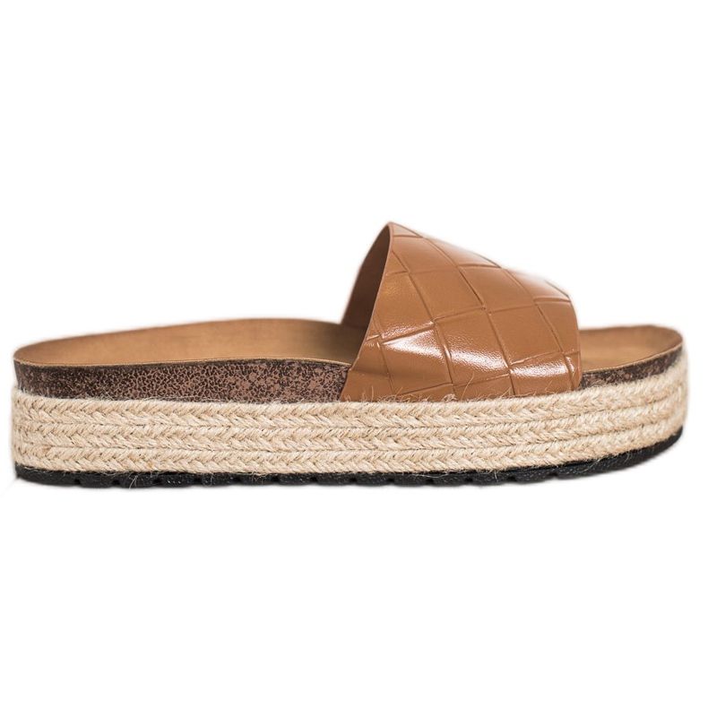 SHELOVET Flip-flops cu platformă maro