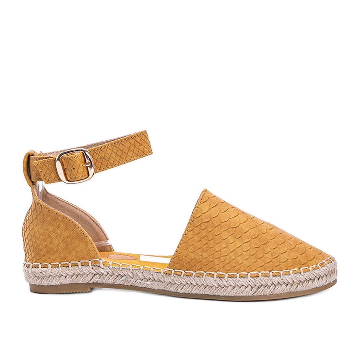 Espadrile de muștar cu motiv de piele de șarpe galben