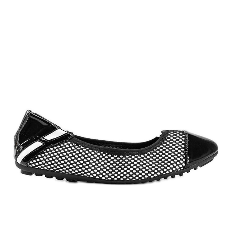 Balerini Debbie lăcuite negru alb Balerini Debbie lăcuite negru alb