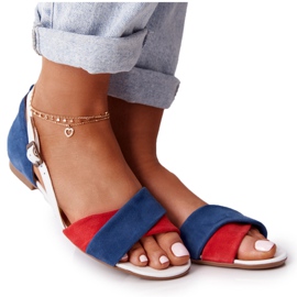 Sandale din piele Maciejka 04614-17 Albastru-roșu roşu