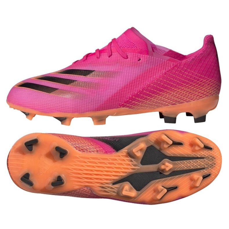 Ghete de fotbal Adidas X Ghosted.1 Fg Jr FW6956 roz, portocaliu roz