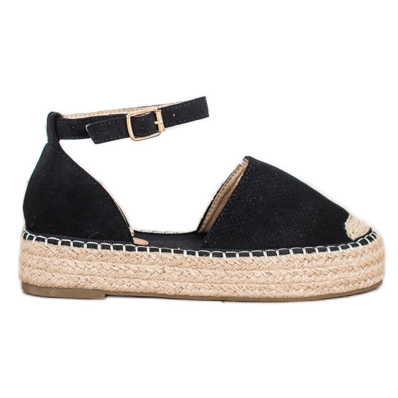 SHELOVET Espadrile Cu Cataramă negru SHELOVET Espadrile Cu Cataramă negru