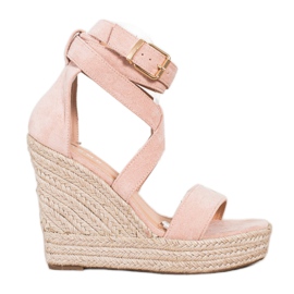 SHELOVET Sandale de espadrile cu cataramă roz SHELOVET Sandale de espadrile cu cataramă roz
