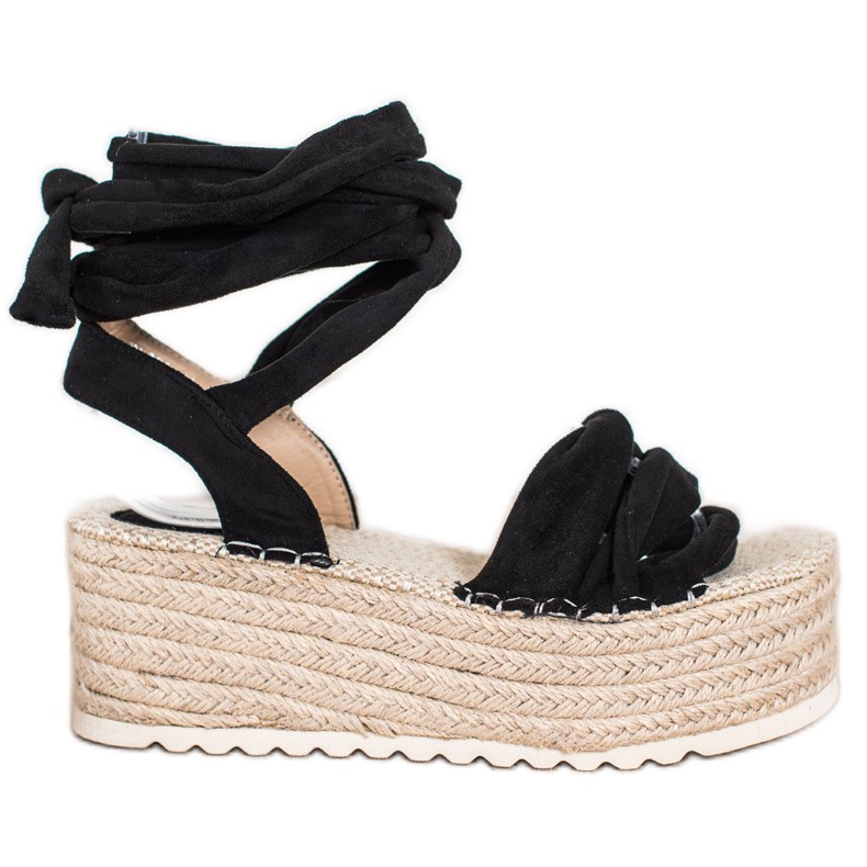 SHELOVET Sandale Espadrilles Legate negru