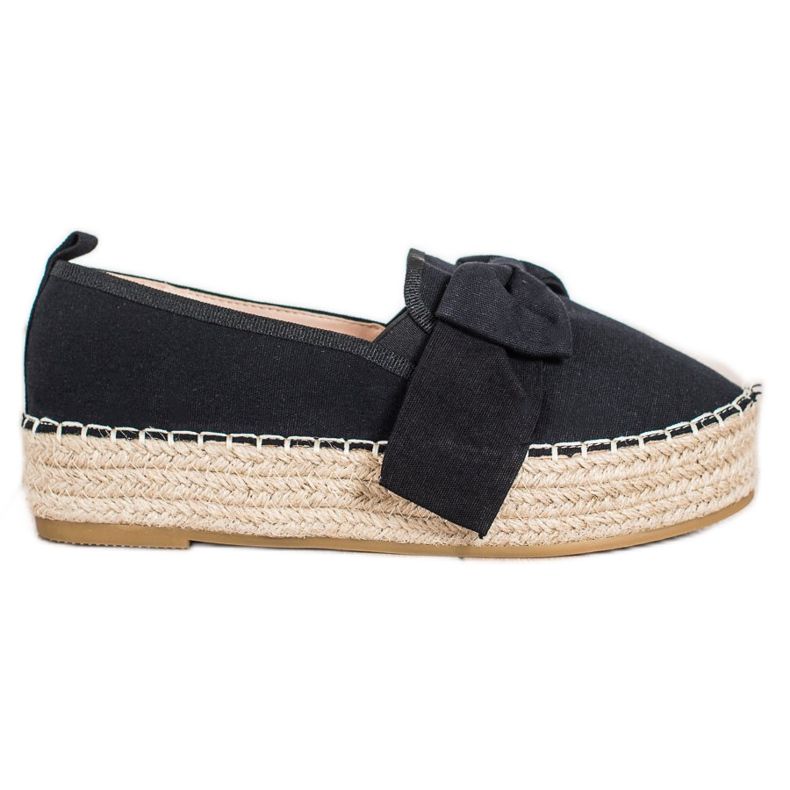 SHELOVET Espadrile Negre Cu Arc negru