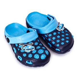 Papuci de spumă pentru copii Crocs Blue Navy Jupiter albastru marin albastru