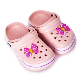Papuci de spumă pentru copii Crocs Pink Lazy Day roz