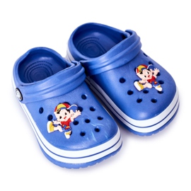Papuci de spumă pentru copii Crocs Blue Lazy Day albastru
