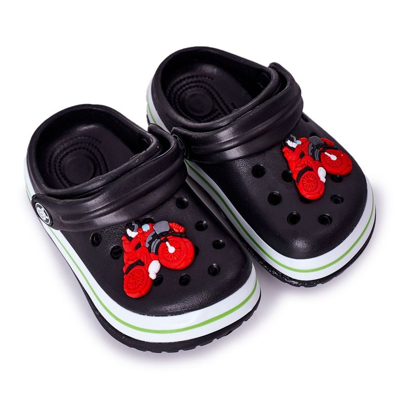 Papuci de spumă pentru copii Kroks Black Lazy Day negru multicolor