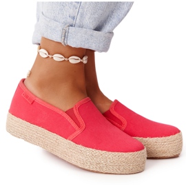 Espadrile pe o platformă împletită Big Star FF274149 Roșu roşu