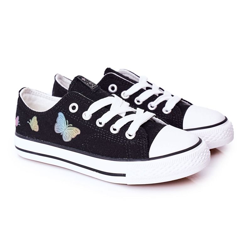 EVE Adidași pentru copii negri cu fluturi negru