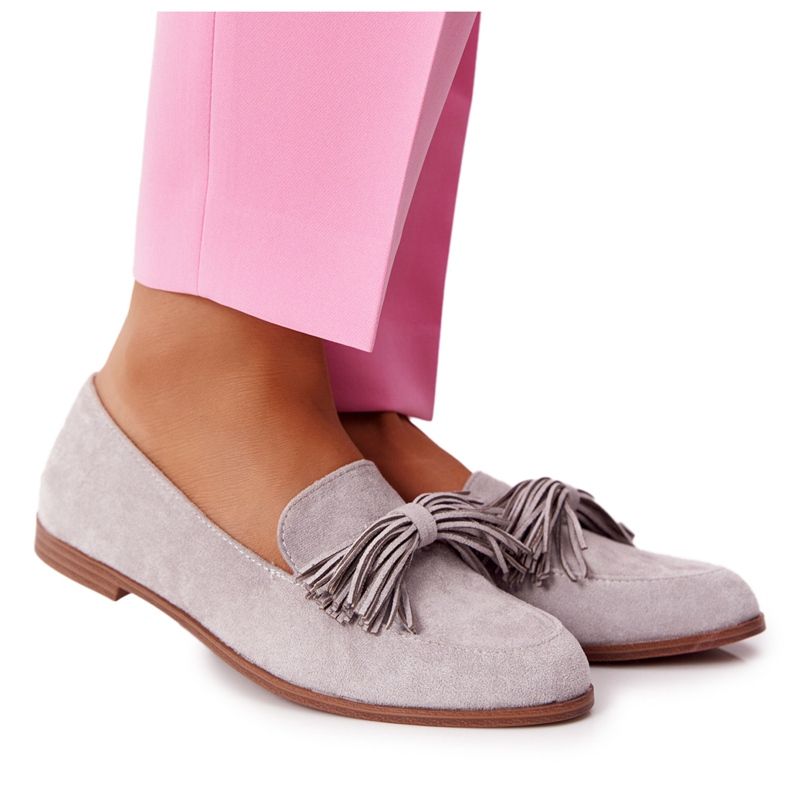 EVE Mocasini din piele întoarsă gri Alicante