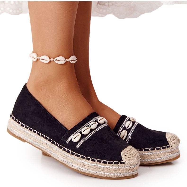 PG1 Espadrile pe platformă cu scoică neagră negru PG1 Espadrile pe platformă cu scoică neagră negru