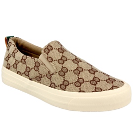 Adidași logați pentru femei Slip-On Khaki Challenge bej maro
