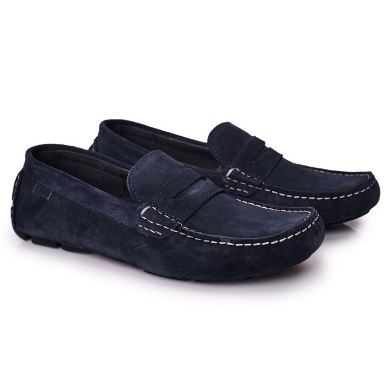 Mocasini casual din piele de căprioară GOE HH1N4065 Blue Navy albastru marin