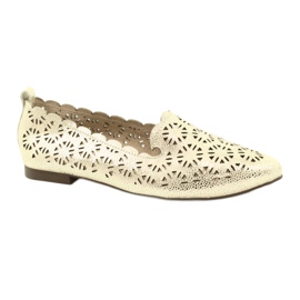 Balerine aurite ajurate Filippo DP2039 GO bej de aur