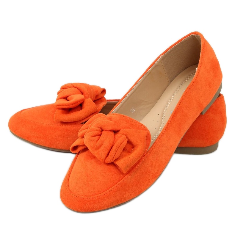 Mocasini portocalii cu fundă 88-382 Portocaliu portocale