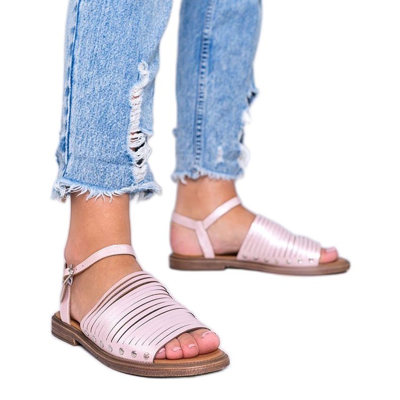 Sandale roz maro strălucitoare