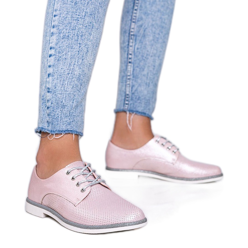 Pantofi ajurati stralucitori Kyoto roz