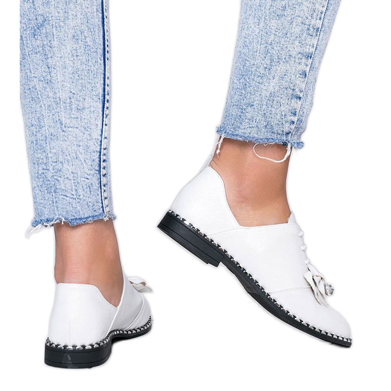 Încălțăminte albă strălucitoare cu fundă Lost Stars