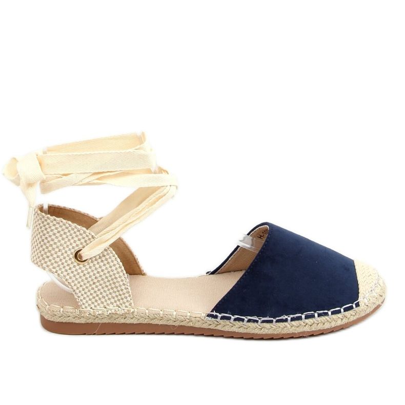 Espadrile legate cu glezne, bleumarin H-107 Blue bej albastru marin Espadrile legate cu glezne, bleumarin H-107 Blue bej albastru marin